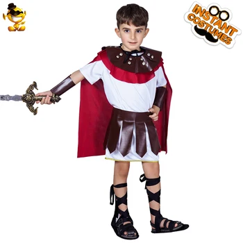 

DSPLAY New Arrival Kids Roman Gladiator Costume Boy's High Quality Cool Warrior Fancy Costumes For Kids Halloween New Year Party