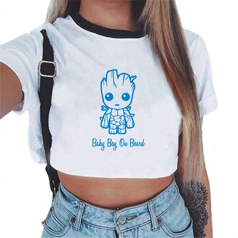 Женская футболка с милым принтом Bady Groot, сексуальный укороченный топ, топы, футболка, забавная модная футболка с героями мультфильмов, Harajuku, обрезанная Tumblr - Цвет: 1176