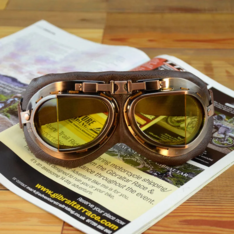 Шлем стимпанк медные стаканы мотоцикл летные защитные очки Винтаж пилот байкер очки защитные очки - Цвет: B3