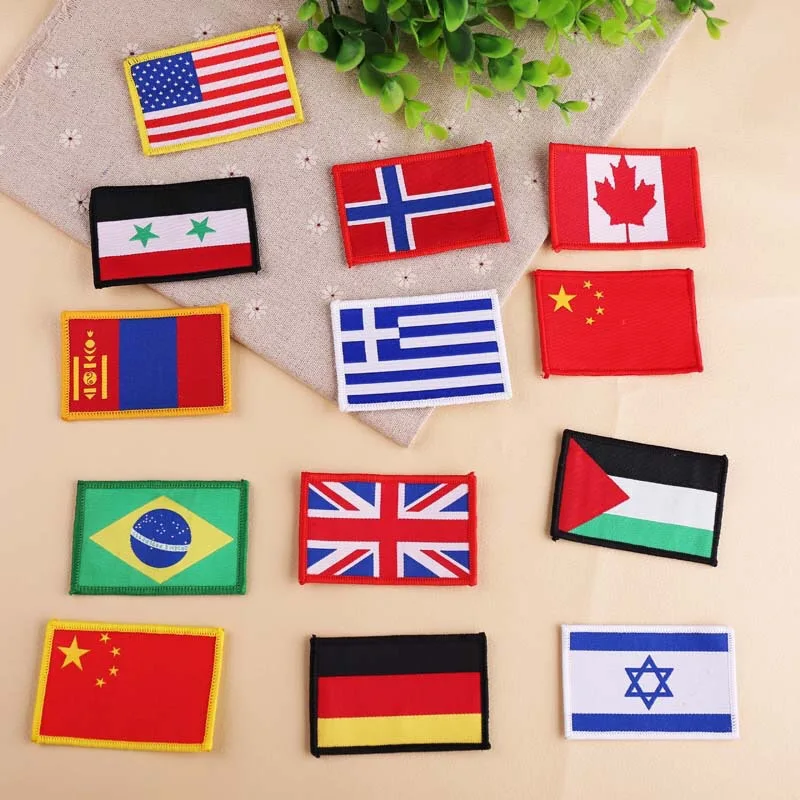 

Hot fix sticker letter heat transfer sewing stamping clothing bag brand National flag iron on patches