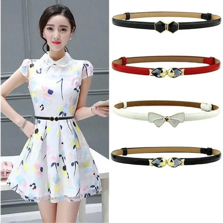 

Stylish waistbands Women Belts enamel black Bow Strap Belt Female Patent Leather Waistband White For Dress skirt ceinture femme