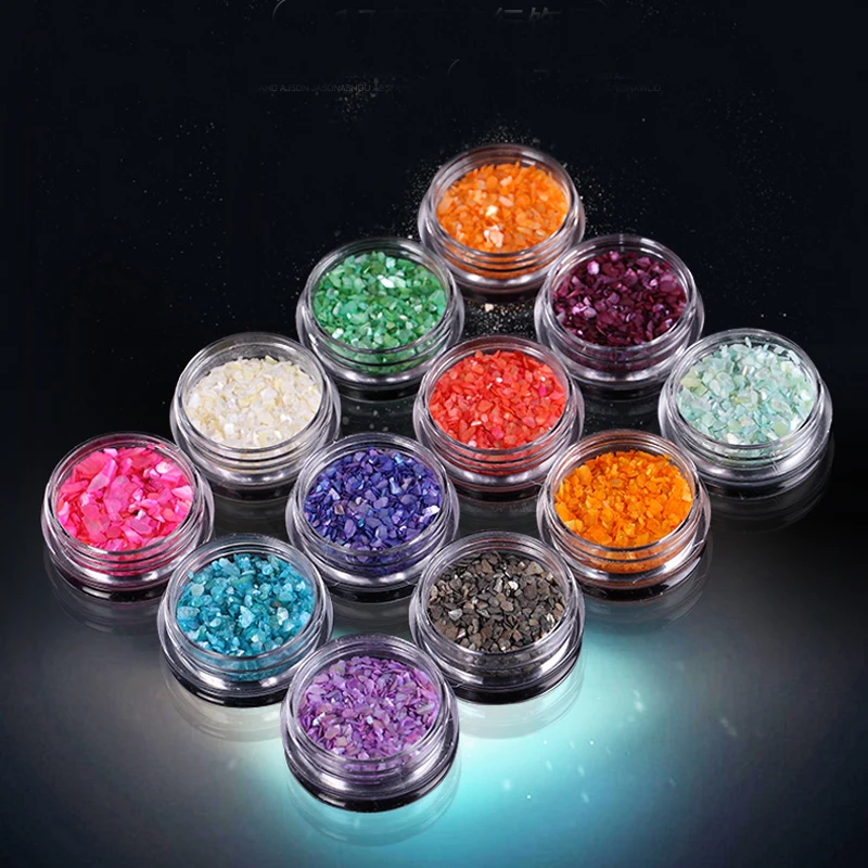 

1x Pot UPRETTEGO 2g Natural 12 Colors 3D Design DIY Manicure Pearl Light SeaShell Slices Particle Crushed Shell BKF01-12