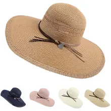 Мода для мужчин и женщин соломенная шляпа Федора Лето солнце широкими полями#3Y24