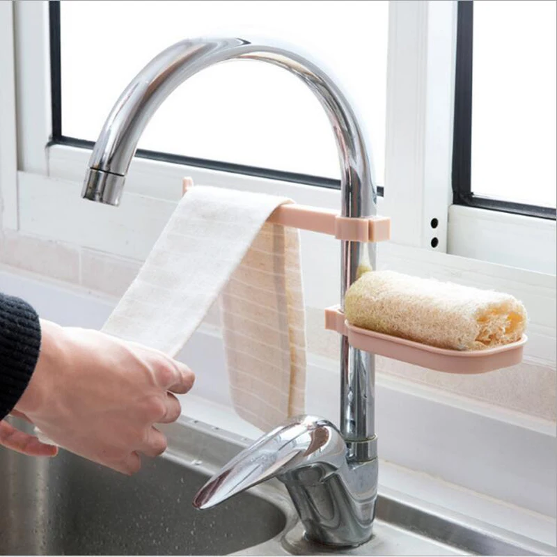 

Fashion 2Pcs/Set Sponge Holder Kitchen Organizer Plastic PP Tap Sink Storage Holder Rack Kitchen Accessories Organizer Shelf