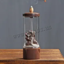 Горелка для благовоний в виде цветка лотоса с акриловой крышкой Керамическая дымка водопад держатель для благовоний курильница с 10 конусами для благовоний