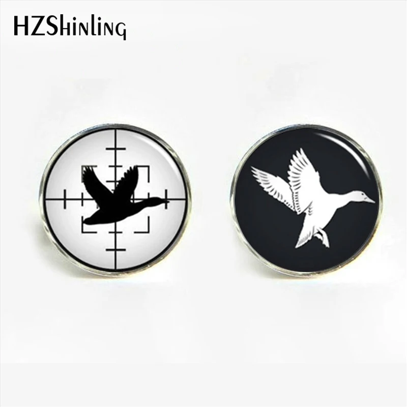 

HZShinling 2017 New Fashion Wild Duck Cufflinks Handmade Round Mallard Ducks Hunting Cufflink Glass Dome Jewelry Wholesale C-004