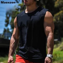 Maoxzon для мужчин хлопок свободные тренировки Фитнес безрукавки для женщин мужской бодибилдинг повседневное широкими плечами без рукаво