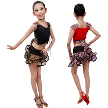 Новое поступление года, специальное детское танцевальное платье для латинских танцев, костюм для выступлений, леопардовые сексуальные юбки