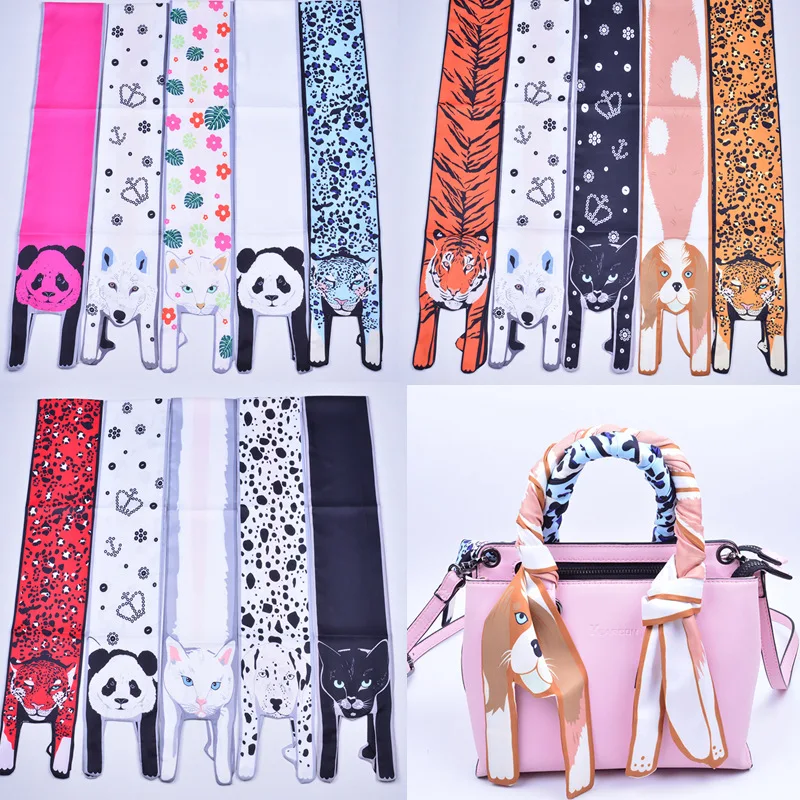 

Spring 2019 New Animal Silk Scarf Simulated Silk Scarf Fashion Baitie Small Scarf Wrapped Ribbon