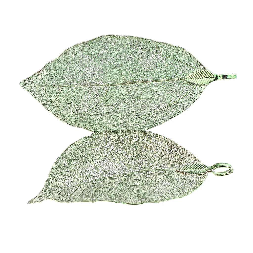 2 Pieces Electroplated Copper Natural Filigree Leaf Charms DIY Pendant Crafts for Necklace Earring Dangle Jewelry