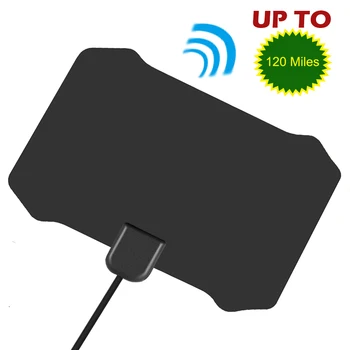 

25dB Indoor Digital TV Aerial Digital HDTV Antenna 120 Miles with Signal Amplifier Booster TV Radius Antenna VHF UHF Antenna