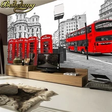 Mural personalizado beibehang 3d Vintage autobús rojo coche nostálgico británico dormitorio Pared de TV papel pintado con foto 3d de papel para la sala de estar