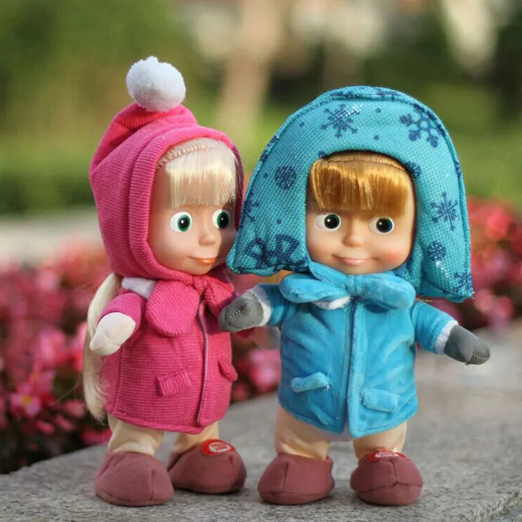 28CM Masha and Bear Figure Toys Russian Dancing Walking Talking Singing
