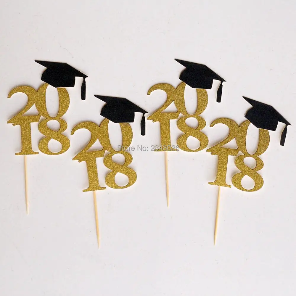 Kederwa 48pcs Graduation Cupcake Toppers 2021 Red Graduation Cupcake Picks Glitter Grad Cupcake Topper for 2021 Graduation Cupcake Decorations 