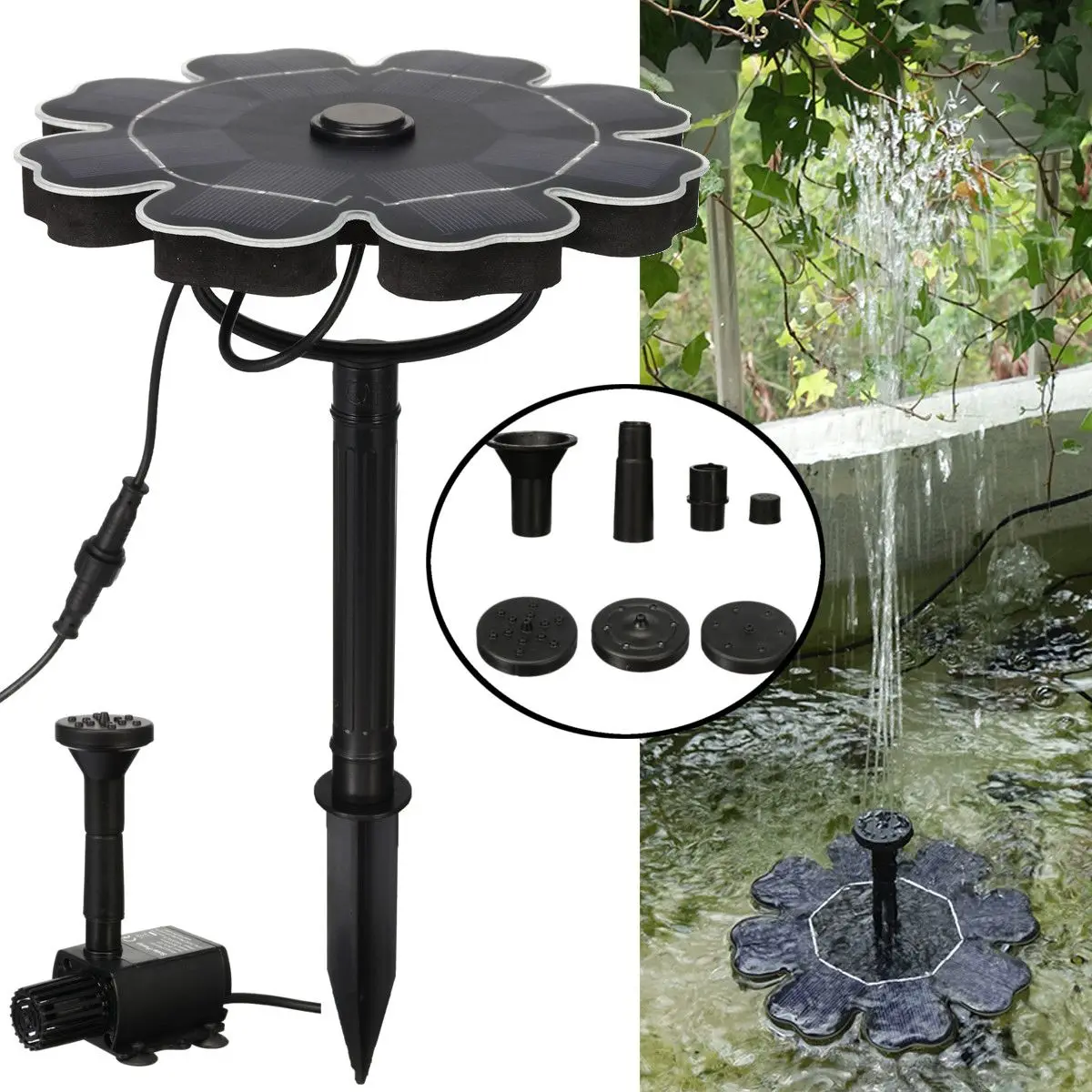 

2.5W DC5-12V Solar Water Pump Solar Powered Floating Bird Bath Water Panel Fountain Pump Garden Decoration Pond Pool Patio