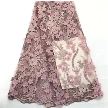 

2019 Latest French Nigerian Laces Fabrics High Quality Tulle African Laces Fabric Wedding African French 3D Lace Fabric