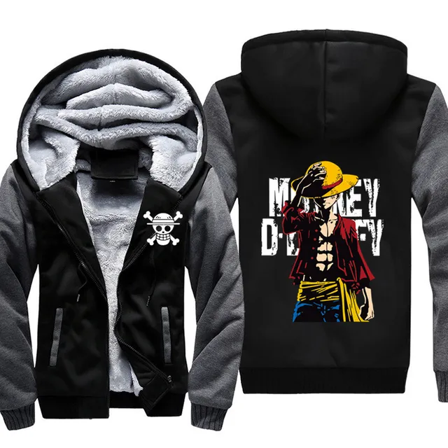 Nowe Zimowe Kurtki I Plaszcze One Piece Bluza Z Kapturem Anime Zoro Luffy Mezczyzni Kobiety Gruby Kaptur Zamek Mezczyzni Prawo Ace Whitebeard Bluzy Hoodies Sweatshirts Aliexpress