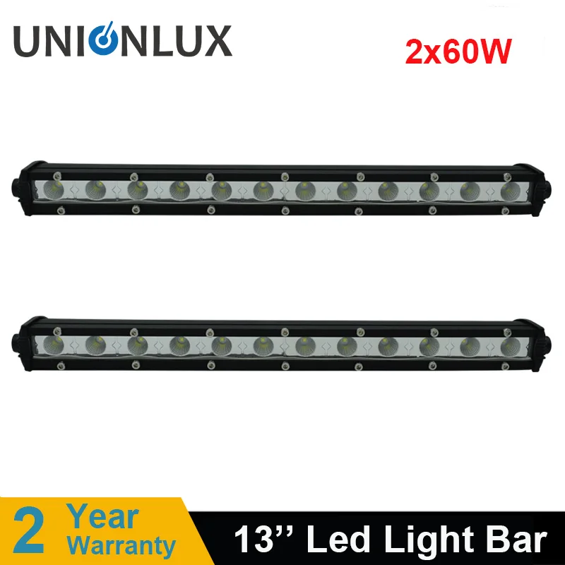 

2PCS Super Slim 13inch 60w Led Light Bar Flood Led Beams Single Row Auto Work Light for Jeep ATV SUV Off-Road 12V 24V Led Bar