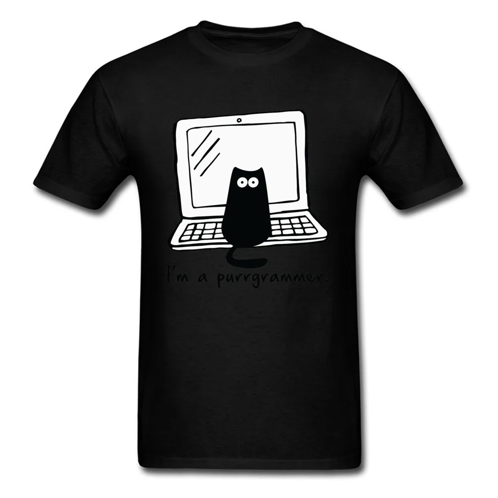 Веселые футболки Hacker Purrgrammer Car 100% хлопок Мужская футболка Классическая процедура