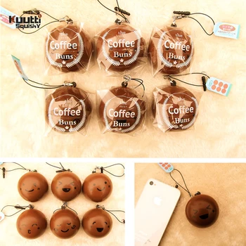 

Kuutti Squishy NEW 30 PCS Cute Mini Squishy Coffee Bun Kawaii Emotion Face Brown Bread Squishies with Dust Plug & Phone Strap