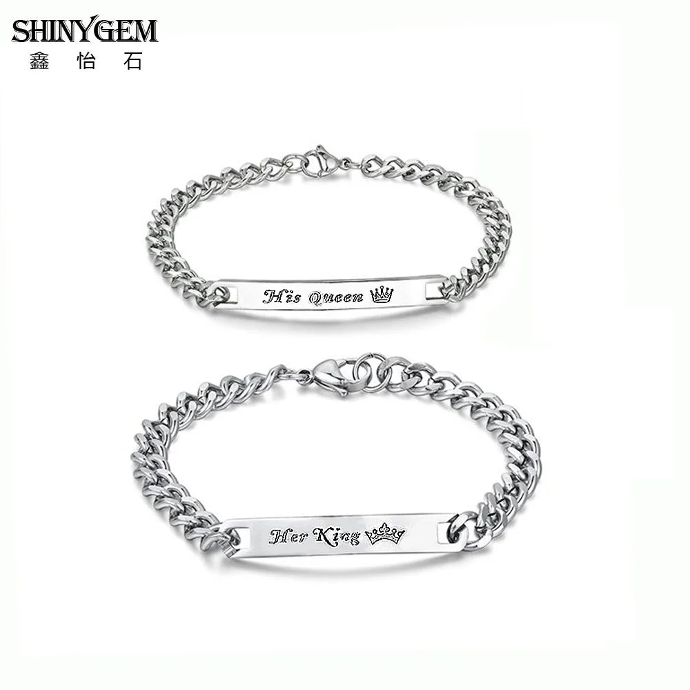 Женский и мужской браслет из нержавеющей стали ShinyGem|Именные браслеты| |