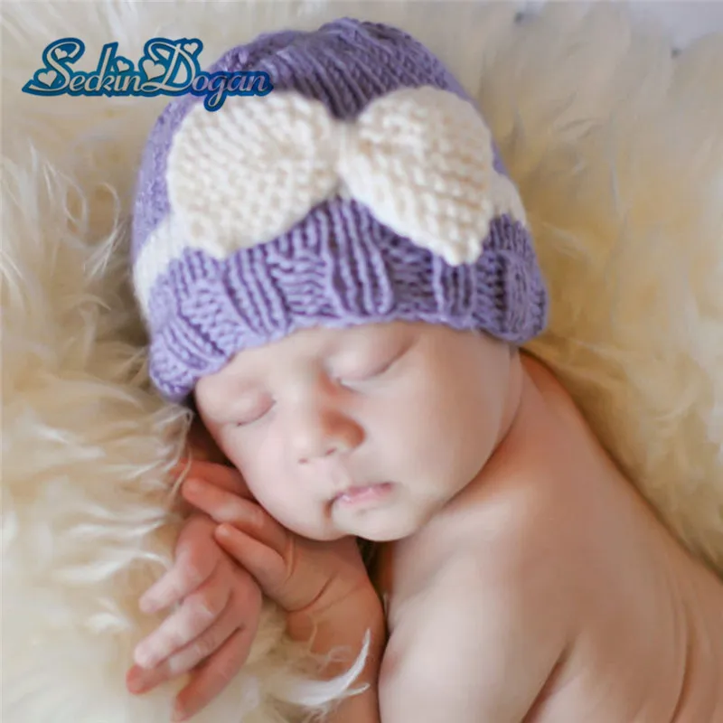 

SeckinDogan Baby Hat Wool Knit Hat Cotton Baby Headgear Warm Curling Cap Fashion Newborn photography Accessories Baby Beanie