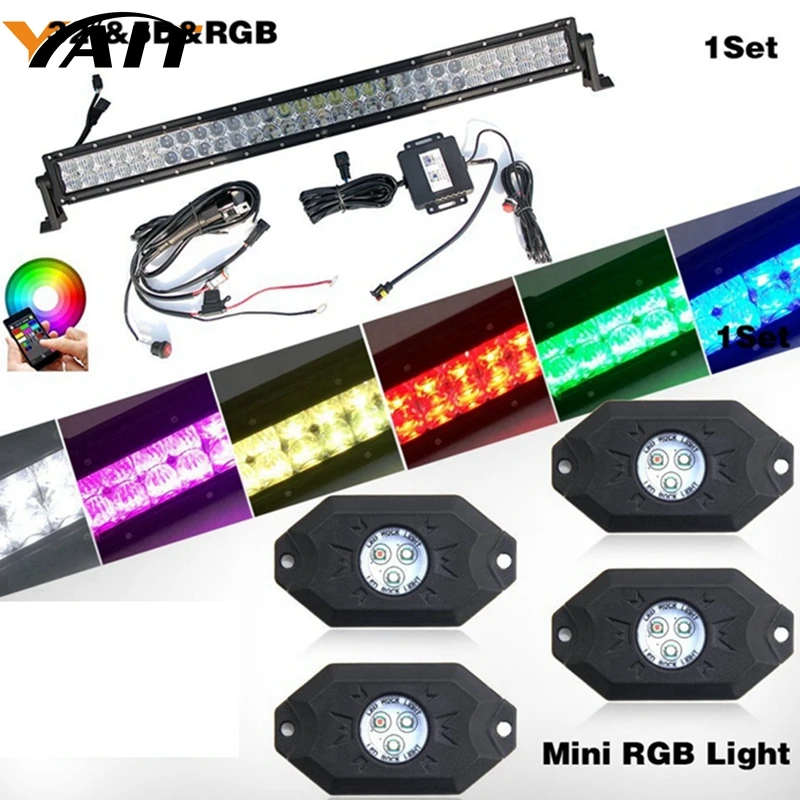 Ohleats Kit De Luces De Roca Para Automóvil, Kit De Luces LED RGB Multicolor Con Control De Aplicación Y Modo De Música, Luz De Neón Impermeable Para Camioneta SUV, Accesorios De