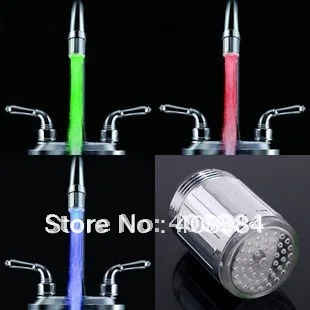 New mini 3 Colors Changing No battery Automatic Temperature TEMP Sensor LED Light Water Faucet Home