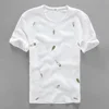 2017 Chinese trend leaf embroidery linen men t-shirt round neck t shirt men cotton casual short sleeve summer men tshirt camisa