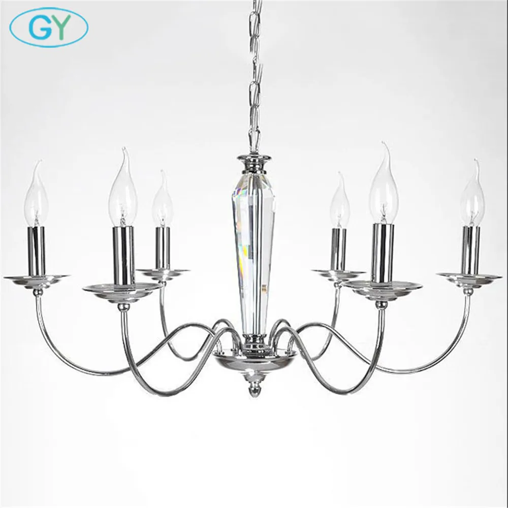 Modern chrome wrought iron chandelier, Glass art decor up ...