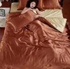 Шелковый атлас стеганые простыни постельное белье Домашний текстиль однотонный Атлас пуховая подушка для двухспальной кровати queen/King Размеры простыней на кровать 3/4 шт. спальные покрывала - Цвет: 15