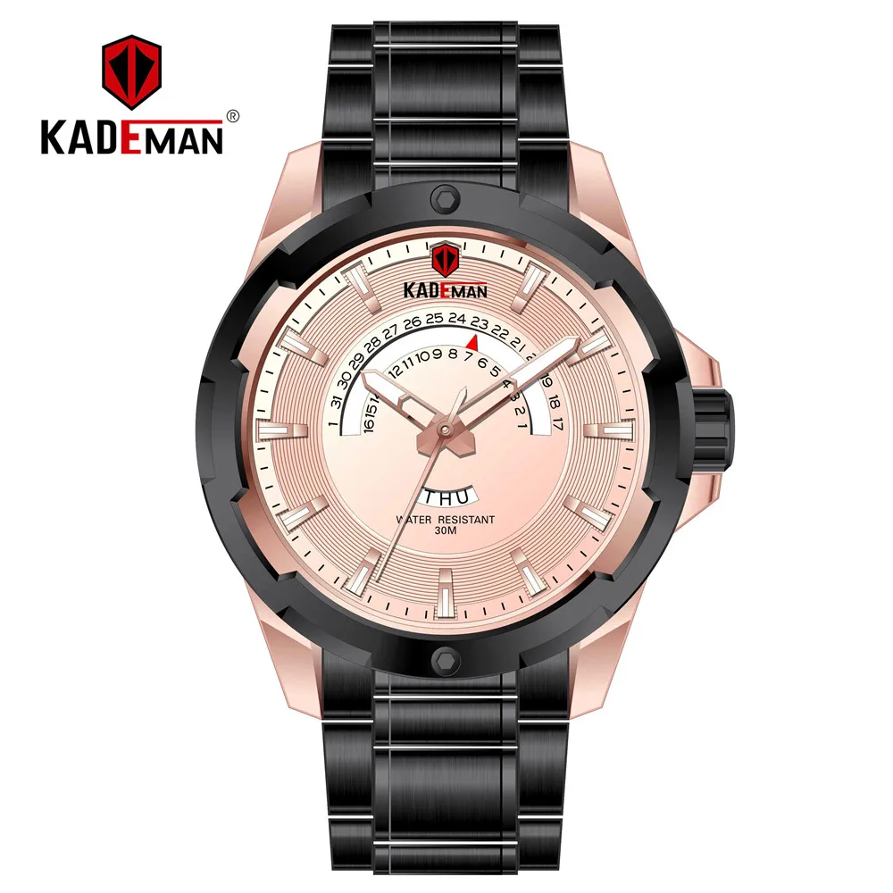 

KADEMAN 2019 Fashion Sport Watch Business Men Quartz Watch Waterproof Full Steel Wristwatches Luxury TOP Brand Relogio Masculino
