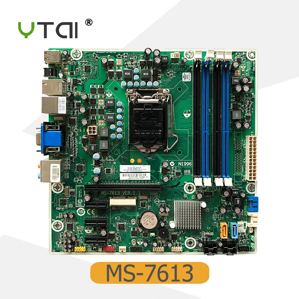 YTAI 608885-001 for HP MS-7613 Desktop Motherboard LGA1156 HM57 4*DDR3 608885-001 mainboard Fully Tested YTAI 608885-001 for HP MS-7613 Desktop Motherboard LGA1156 HM57 4*DDR3 608885-001 mainboard Fully Tested