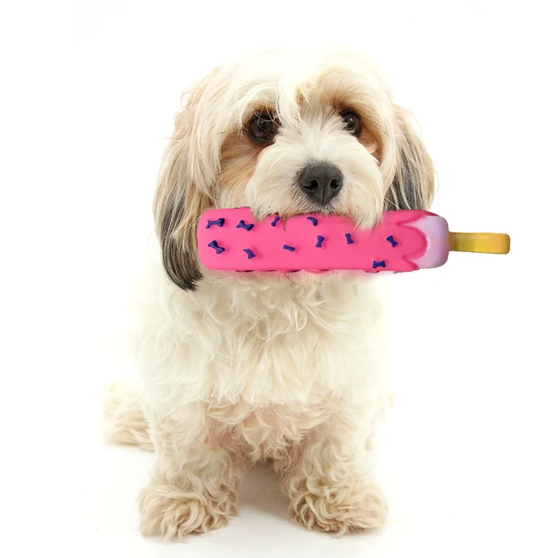 

Pet Toy Silicone Sounding Toy Ice Cream Pink Dog toys environmentally friendly bite-resistant teeth