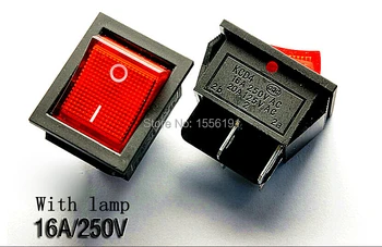 

ALL new 10PCS Big Ship type switch with lamp 4pin 16A/250V 20A/125V KCD4-201 Become warped board power switch Red