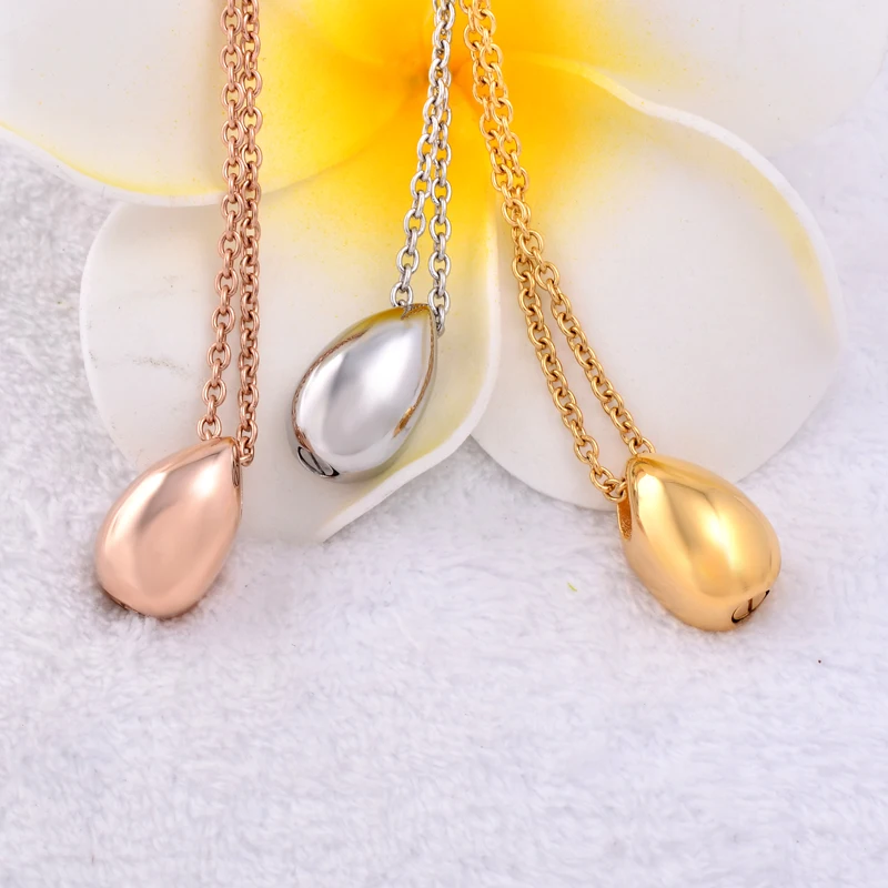

IJD8396 Mirror Finish Small Teardrop Cremation Pendant,Engraveable Teardrop Cremation Urn Necklace for Loved One Ashes