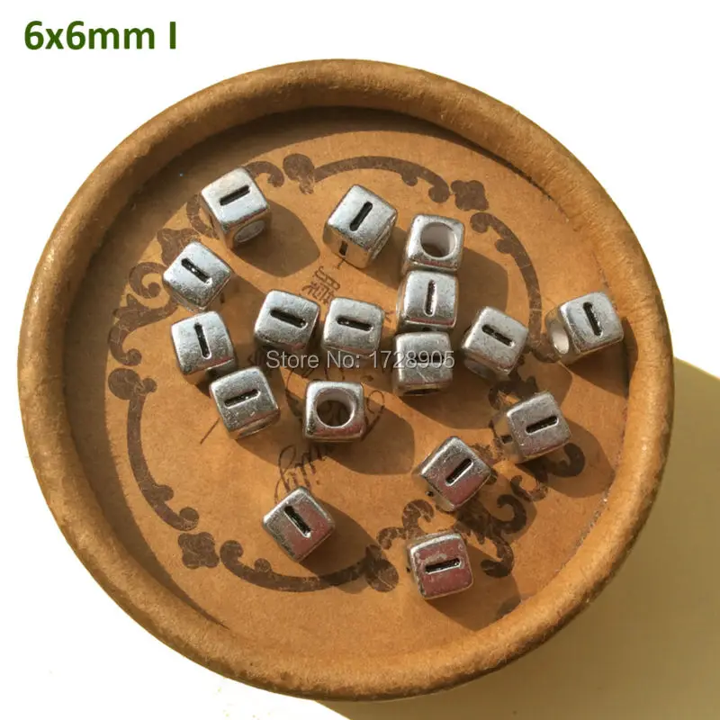 

Free Shipping Big Hole 6mm Acrylic Plastic Cube Spacer Single Alphabet letters beads I 2600pcs For Bracelets Necklaces Making