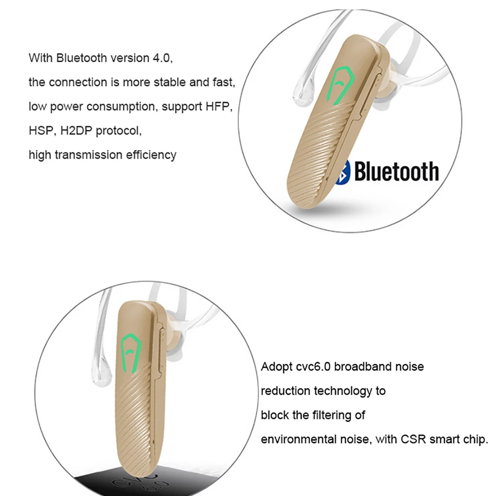 Kebidu Новые беспроводные Bluetooth наушники CSR V4.0 с микрофоном бизнес наушники Беспроводная Спортивная гарнитура стерео наушники