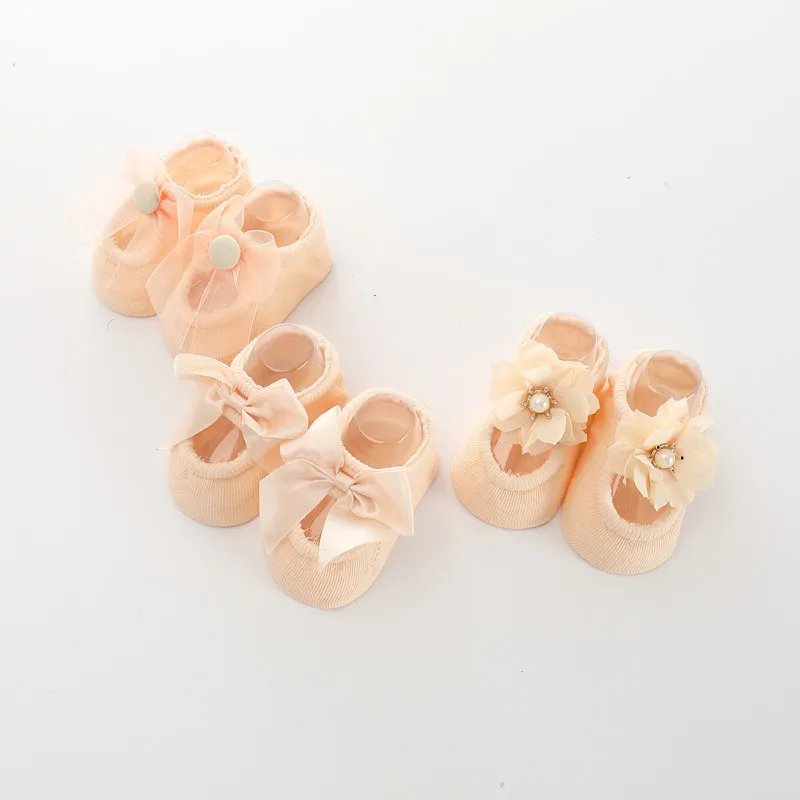 BalleenShiny 3 Pairs Bowknot Socks Baby Girls Princess Lace Flower Short Socks Child Kids Soft Cotton For Gift Hot Sale
