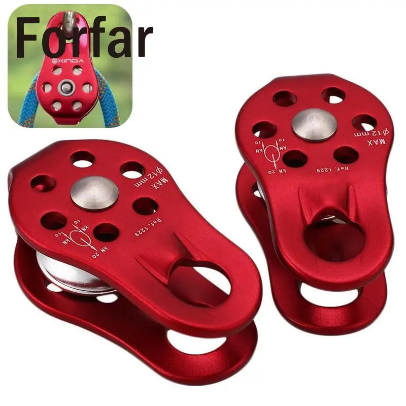 Forfar 2Pcs 20KN Climbing Fixed Pulley Outdoor Rock Mountaineering Rope