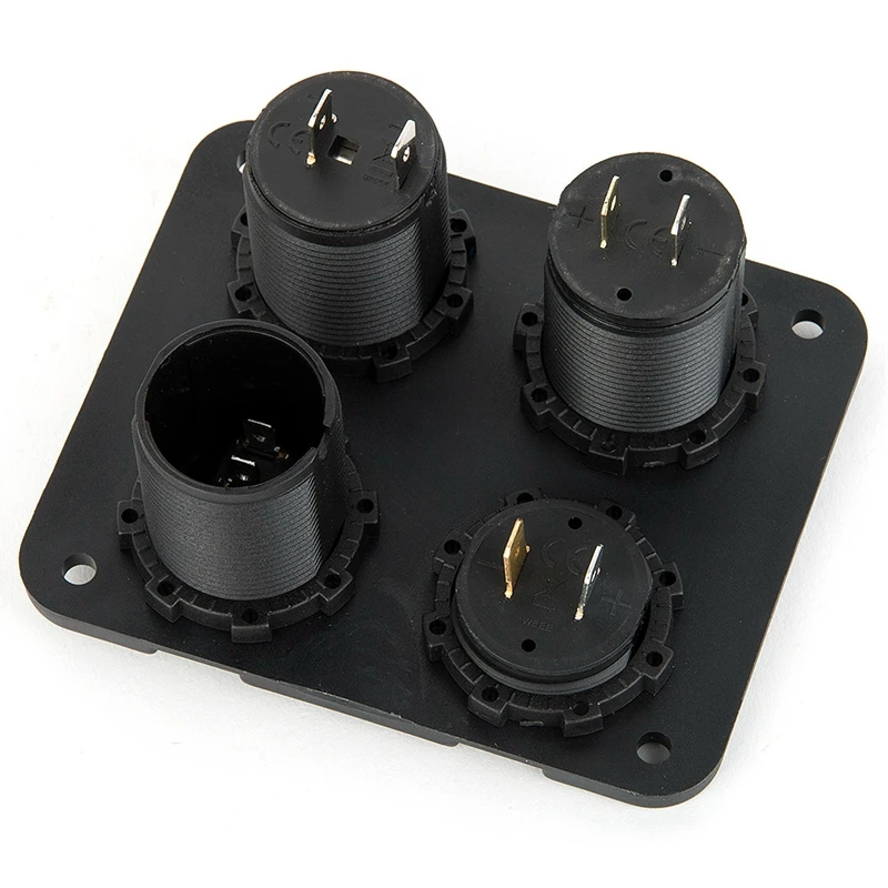 4 Port Waterproof 2 Micro USB Car Charger Adapter Cigarette Lighter Socket Plug Rocker Switch Panel + LED Voltage Display