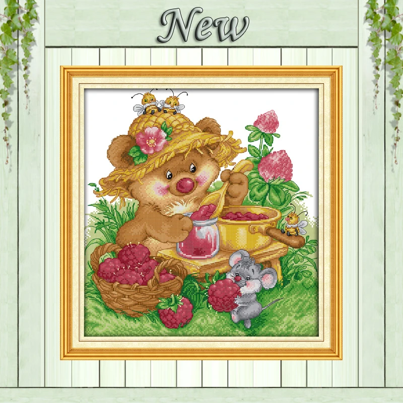 

Cute squirrel make any jam mouse painting diy counted print on canvas needlework embroidery Sets DMC 11CT 14CT Cross Stitch kits