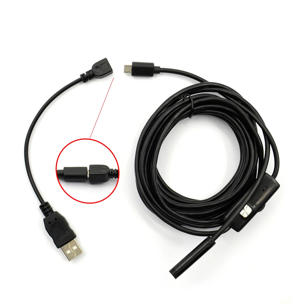 Водонепроницаемый эндоскоп 6 светодиодов 7 мм 1 м 5 2 3 Android 1/9 CMOS мини USB камера для