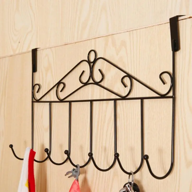 

3 Colors Door Back Metal Notes Wall Hooks Kitchen Bathroom Organizer Hanger Hooks With 7 Hook 42 * 5 * 24cm #4
