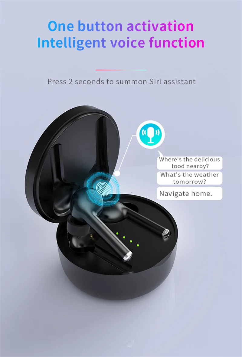 LEORY TWS bluetooth 5.0 Stereo Earbud Smart Touch Hi-Fi Binaural Call Wireless Waterproof In-ear Earphone Auto pairing