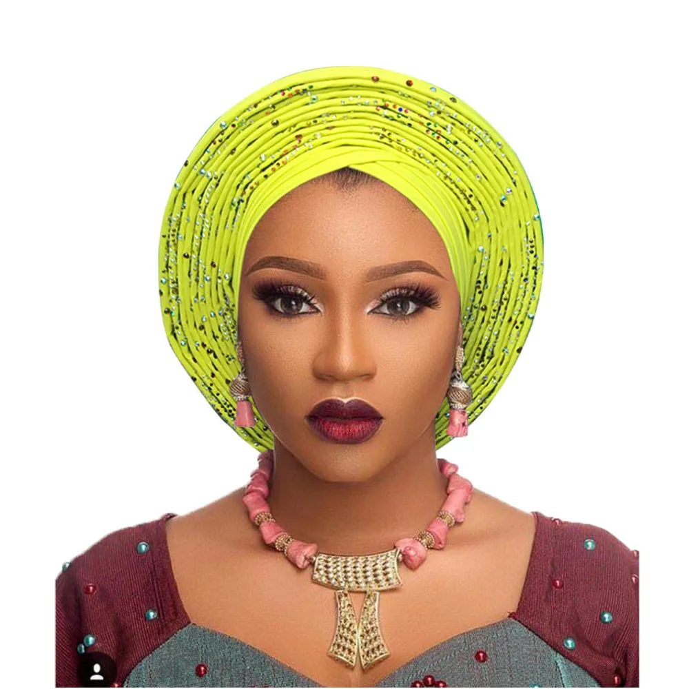 Nigerian african headtie aso oke headtie beautiful african turban headwraps pretty studded auto gele african head wrap headband (12)