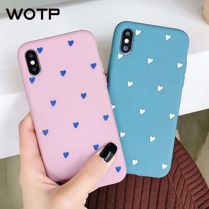 WOTP милый чехол для телефона с сердечком влюбленных пар iphone XS Max модный