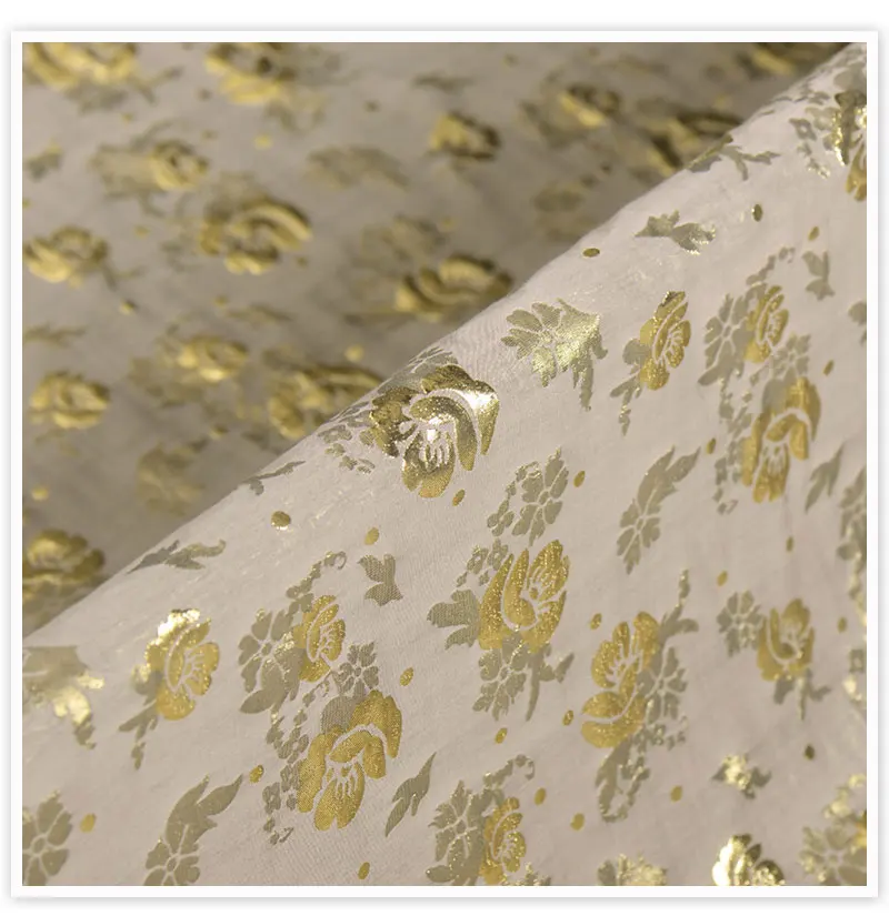 Роскошный золотой цветочный металлик жаккард натуральный шелк ткань для платья хлопок шелк tissu tecidos stoffens tela 24 мм SP5325