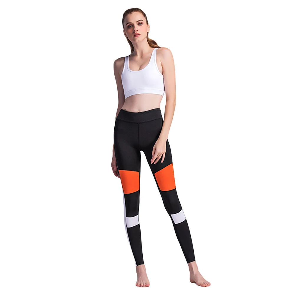 2019 новые модные, пикантные для женщин леггинсы для фитнеса Цвет Блок спортивные лосины повседневные штаны черный