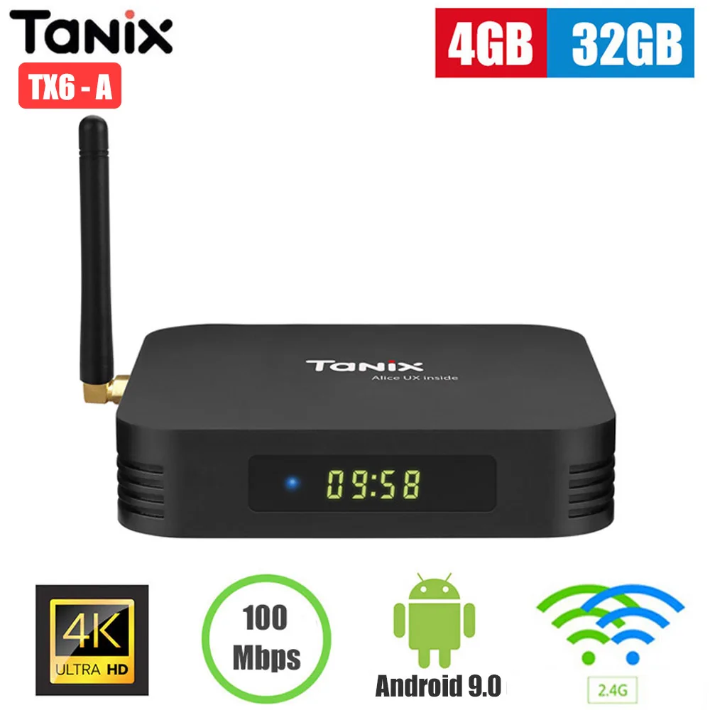 

Original Tanix TX6 - A Smart TV Box Android 9.0 Allwinner H6 2.4G WiFi 6K Set-top Box HDMI Bluetooth Media Player Set Top Box
